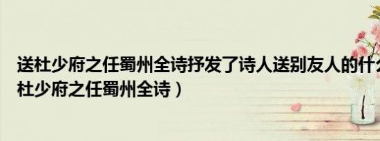 送杜少府之任蜀州全诗抒发了诗人送别友人的什么之情（送杜少府之任蜀州全诗）