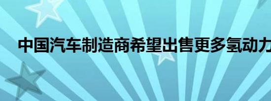 中国汽车制造商希望出售更多氢动力汽车