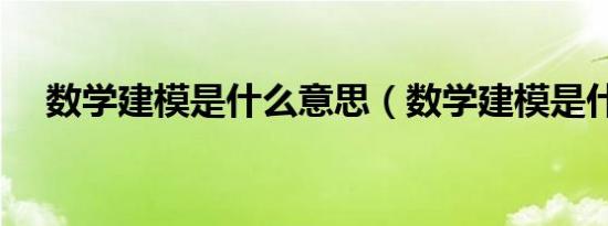 数学建模是什么意思（数学建模是什么）