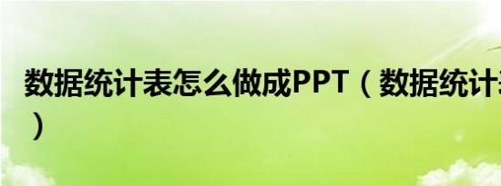 数据统计表怎么做成PPT（数据统计表怎么做）