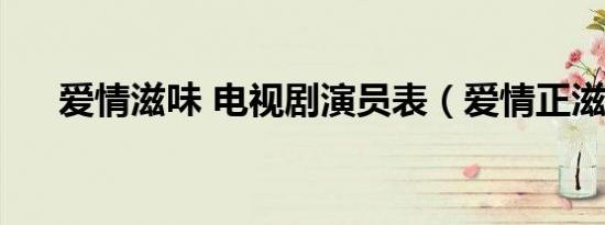 爱情滋味 电视剧演员表（爱情正滋味）