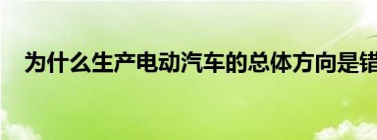 为什么生产电动汽车的总体方向是错误的