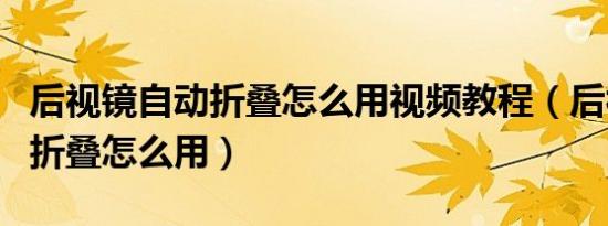 后视镜自动折叠怎么用视频教程（后视镜自动折叠怎么用）