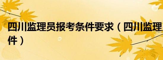 四川监理员报考条件要求（四川监理员报考条件）