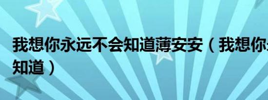 我想你永远不会知道薄安安（我想你永远不会知道）