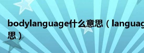 bodylanguage什么意思（language什么意思）