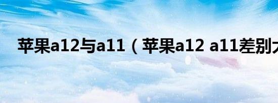 苹果a12与a11（苹果a12 a11差别大吗）