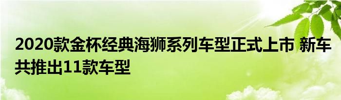 2020款金杯经典海狮系列车型正式上市 新车共推出11款车型(图1)