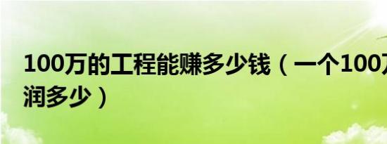 100万的工程能赚多少钱（一个100万工程利润多少）