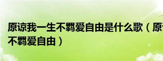 原谅我一生不羁爱自由是什么歌（原谅我一生不羁爱自由）