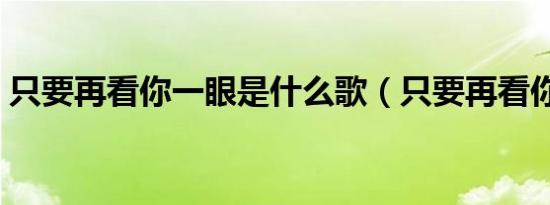 只要再看你一眼是什么歌（只要再看你一眼）