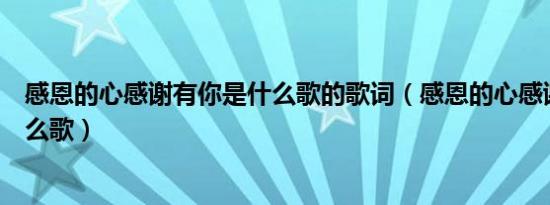 感恩的心感谢有你是什么歌的歌词（感恩的心感谢有你是什么歌）