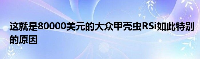 这就是80000美元的大众甲壳虫RSi如此特别的原因(图1)