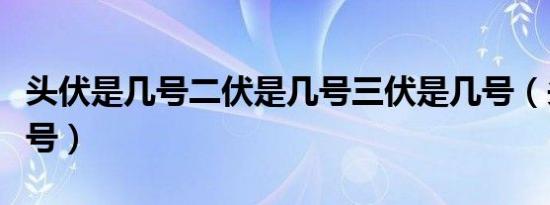 头伏是几号二伏是几号三伏是几号（头伏是几号）