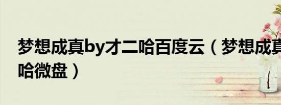 梦想成真by才二哈百度云（梦想成真by才二哈微盘）