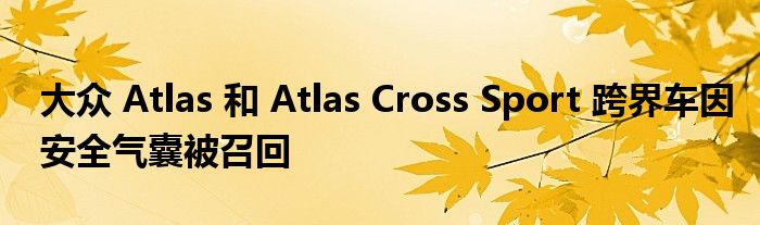 大众 Atlas 和 Atlas Cross Sport 跨界车因安全气囊被召回(图1)