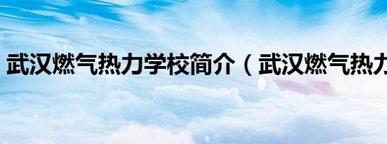 武汉燃气热力学校简介（武汉燃气热力学校）