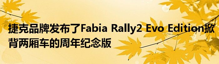 捷克品牌发布了Fabia Rally2 Evo Edition掀背两厢车的周年纪念版(图1)