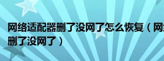 网络适配器删了没网了怎么恢复（网络适配器删了没网了）