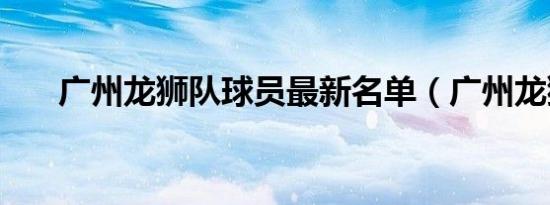 广州龙狮队球员最新名单（广州龙狮）