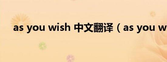 as you wish 中文翻译（as you wish）