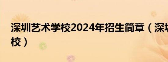 深圳艺术学校2024年招生简章（深圳艺术学校）