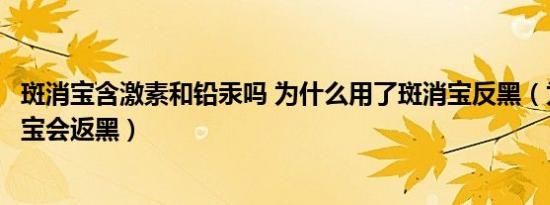 斑消宝含激素和铅汞吗 为什么用了斑消宝反黑（为什么斑消宝会返黑）