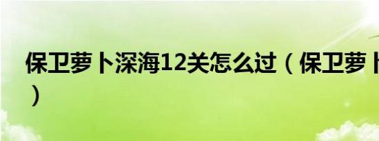 保卫萝卜深海12关怎么过（保卫萝卜深海12）