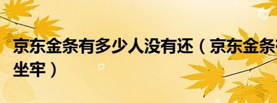 京东金条有多少人没有还（京东金条有多少人坐牢）