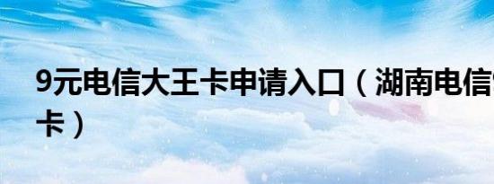 9元电信大王卡申请入口（湖南电信9元大王卡）