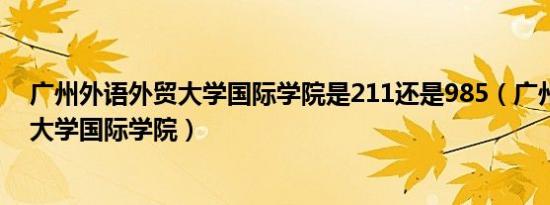 广州外语外贸大学国际学院是211还是985（广州外语外贸大学国际学院）