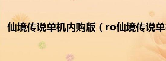 仙境传说单机内购版（ro仙境传说单机版）