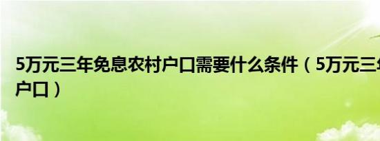 5万元三年免息农村户口需要什么条件（5万元三年免息农村户口）