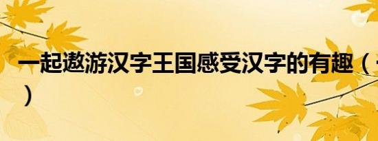 一起遨游汉字王国感受汉字的有趣（一起遨游）