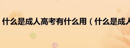 什么是成人高考有什么用（什么是成人高考）