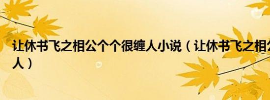 让休书飞之相公个个很缠人小说（让休书飞之相公个个很缠人）