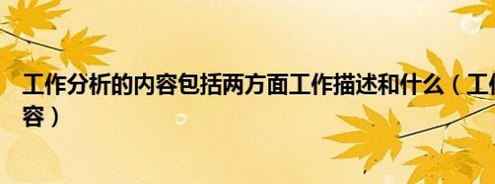 工作分析的内容包括两方面工作描述和什么（工作分析的内容）