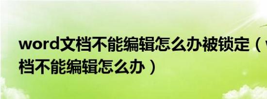 word文档不能编辑怎么办被锁定（word文档不能编辑怎么办）