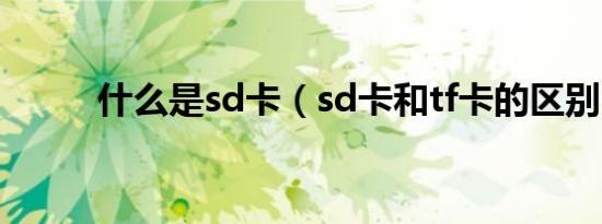 什么是sd卡（sd卡和tf卡的区别）