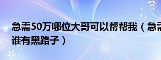 急需50万哪位大哥可以帮帮我（急需五十万谁有黑路子）