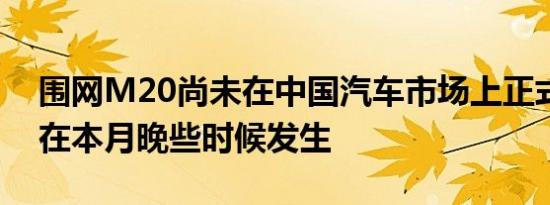 围网M20尚未在中国汽车市场上正式推出将在本月晚些时候发生