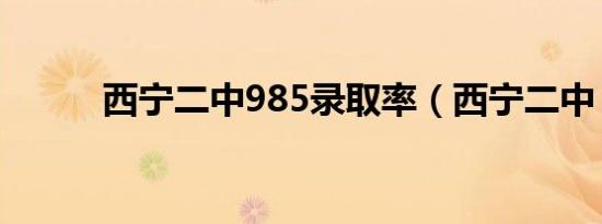 西宁二中985录取率（西宁二中）