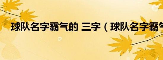 球队名字霸气的 三字（球队名字霸气的）