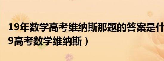 19年数学高考维纳斯那题的答案是什么（2019高考数学维纳斯）