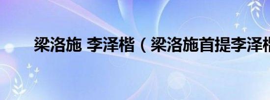 梁洛施 李泽楷（梁洛施首提李泽楷）