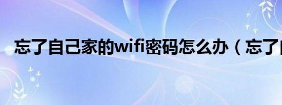 忘了自己家的wifi密码怎么办（忘了自己）