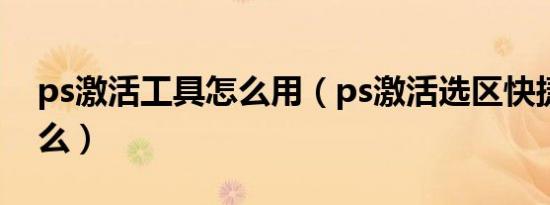 ps激活工具怎么用（ps激活选区快捷键是什么）