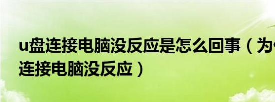 u盘连接电脑没反应是怎么回事（为什么u盘连接电脑没反应）