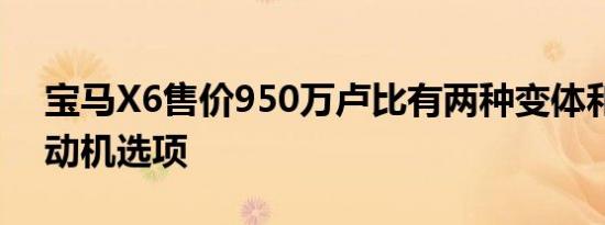 宝马X6售价950万卢比有两种变体和一种发动机选项