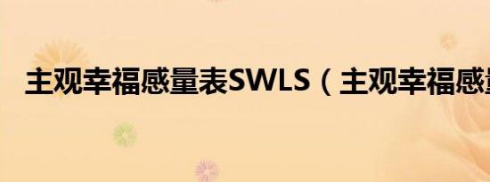 主观幸福感量表SWLS（主观幸福感量表）